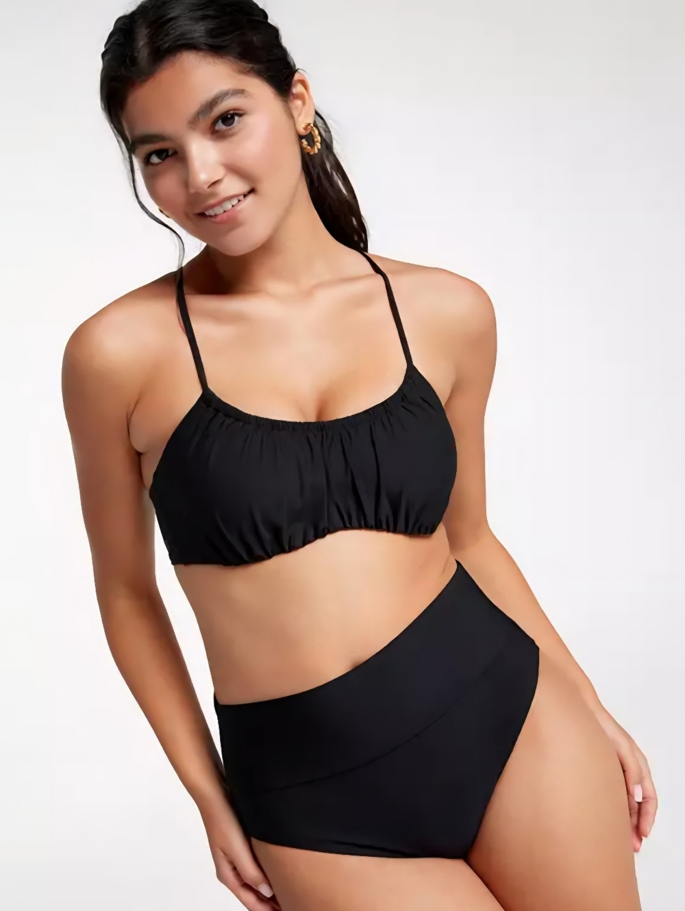 NWT CALIA Women's Swim Scrunched Tie Back Bikini Top, Womens Small